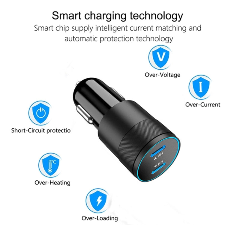Dual PD 3.0 40W USB-C / Type-C Car Charger with 1m USB-C / Type-C to 8 Pin Data Cable(Grey) - In Car by buy2fix | Online Shopping UK | buy2fix