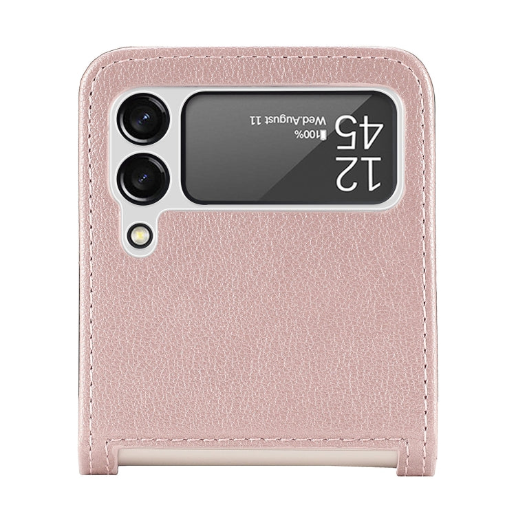 For Samsung Galaxy Z Flip 4 5G Folding Litchi Texture Card Wallet Phone Case(Pink) - Samsung Accessories by buy2fix | Online Shopping UK | buy2fix