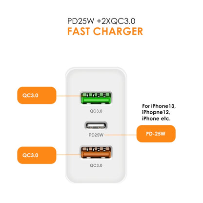 45W PD3.0 + 2 x QC3.0 USB Multi Port Quick Charger, US Plug(White) - Apple Accessories by buy2fix | Online Shopping UK | buy2fix