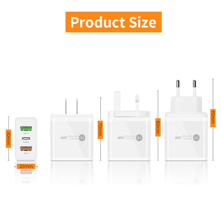 45W PD3.0 + 2 x QC3.0 USB Multi Port Charger with Type-C to 8 Pin Cable, UK Plug(White) - Apple Accessories by buy2fix | Online Shopping UK | buy2fix