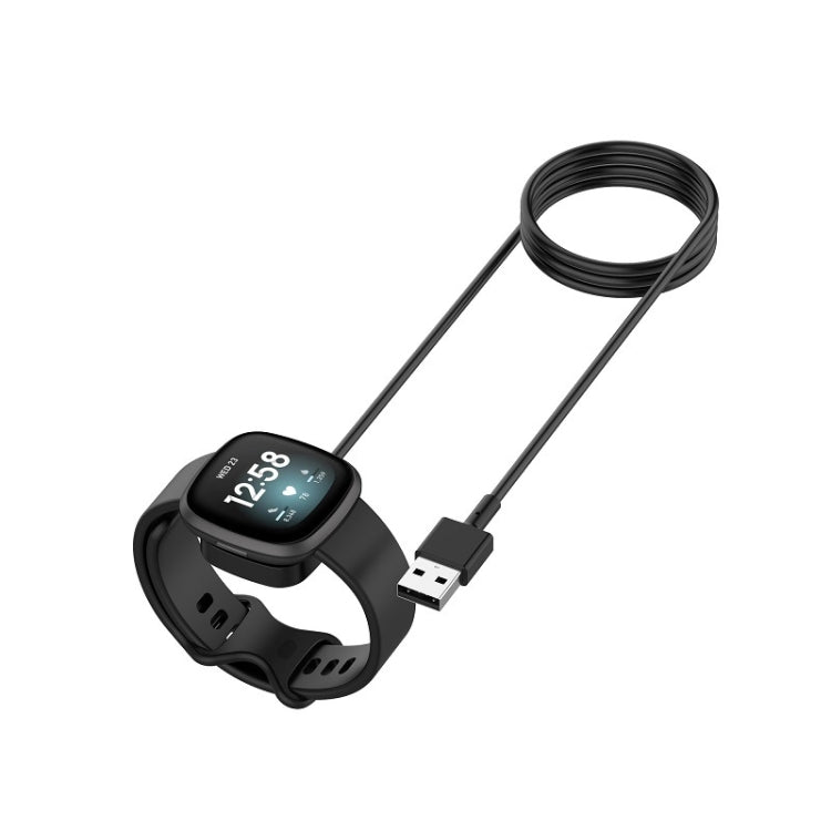 For Fitbit Versa4 Watch Magnetic Charging Cable Length: 1m(Black) - Smart Wear by buy2fix | Online Shopping UK | buy2fix