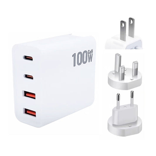 GaN 100W Dual USB + Dual USB-C/Type-C Multi Port Charger for Apple MacBook Series US / EU / UK Plug - Cable & Adapter by buy2fix | Online Shopping UK | buy2fix