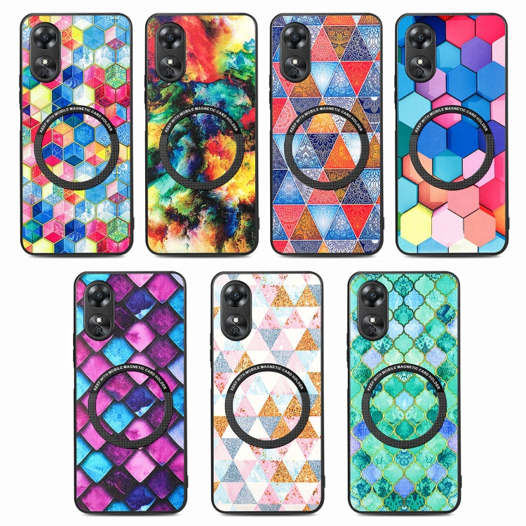 For OPPO A17 Colored Drawing Leather Back Cover Magsafe Phone Case(Magic Space) - OPPO Cases by buy2fix | Online Shopping UK | buy2fix