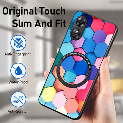 For OPPO A17 Colored Drawing Leather Back Cover Magsafe Phone Case(Colorful Cube) - OPPO Cases by buy2fix | Online Shopping UK | buy2fix