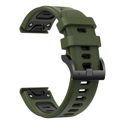 For Garmin Approach S62 22mm Two-Color Sports Silicone Watch Band(Army Green + Black) - Watch Bands by buy2fix | Online Shopping UK | buy2fix