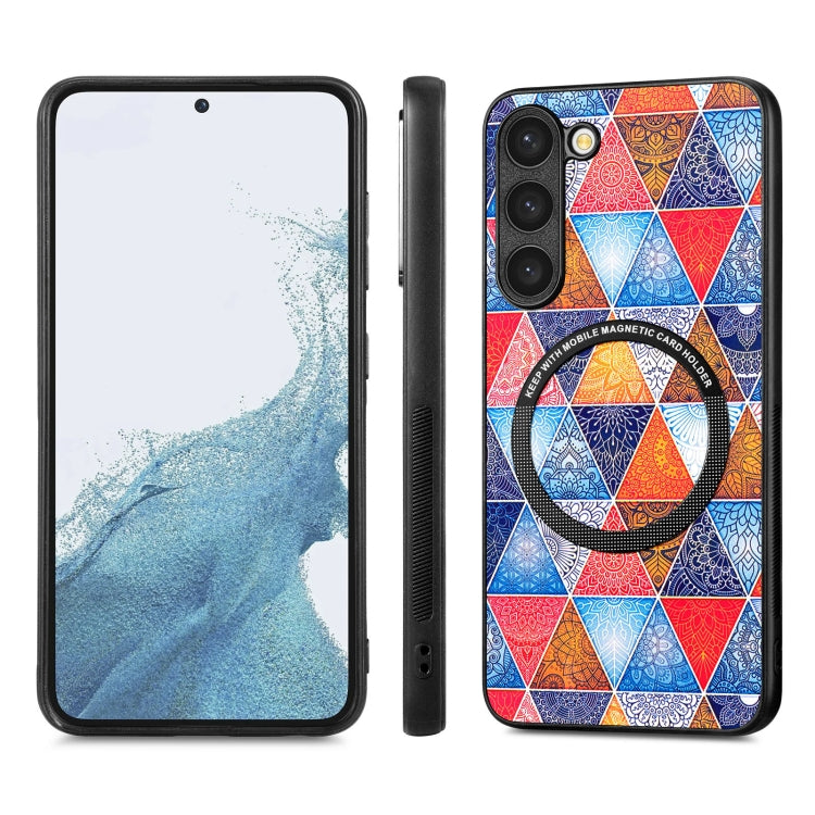 For Samsung Galaxy S23+ 5G Colored Drawing Leather Back Cover Magsafe Phone Case(Rhombus Mandala) - Galaxy S23+ 5G Cases by buy2fix | Online Shopping UK | buy2fix