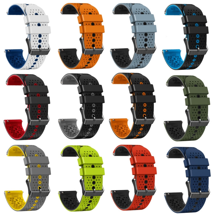 For Garmin Forerunner255 22mm Perforated Two-Color Silicone Watch Band(Black+Orange) - Watch Bands by buy2fix | Online Shopping UK | buy2fix