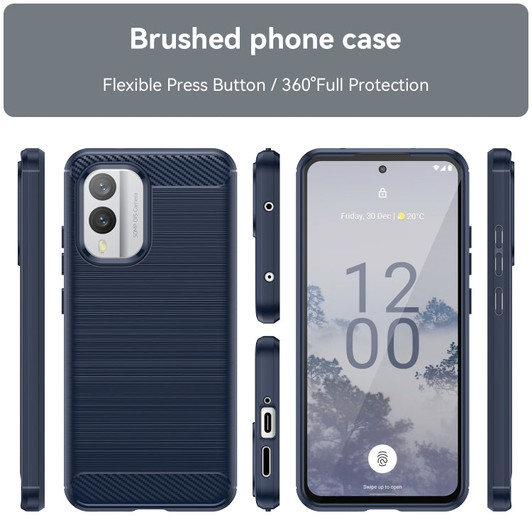 For Nokia X30 5G Brushed Texture Carbon Fiber TPU Phone Case(Blue) - Nokia Cases by buy2fix | Online Shopping UK | buy2fix