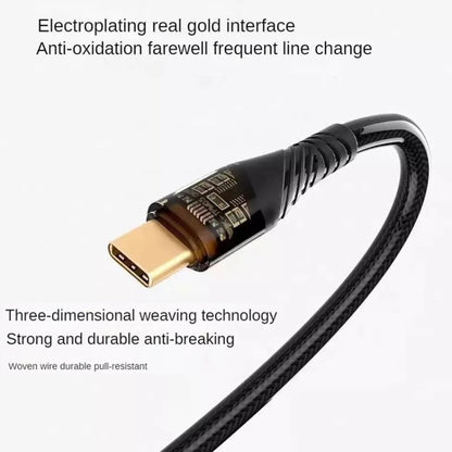 2pcs 4A USB to Type-C Transparent Fast Charging Data Cable, Length: 1m(Black) -  by buy2fix | Online Shopping UK | buy2fix