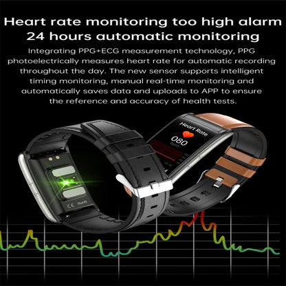 E600 1.47 inch Color Screen Smart Watch Leather Strap Support Heart Rate Monitoring / Blood Pressure Monitoring(Black) - Smart Wear by buy2fix | Online Shopping UK | buy2fix