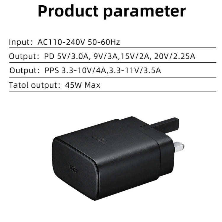 M135 45W USB-C / Type-C Port Fast Charger, UK Plug(Black) -  by buy2fix | Online Shopping UK | buy2fix