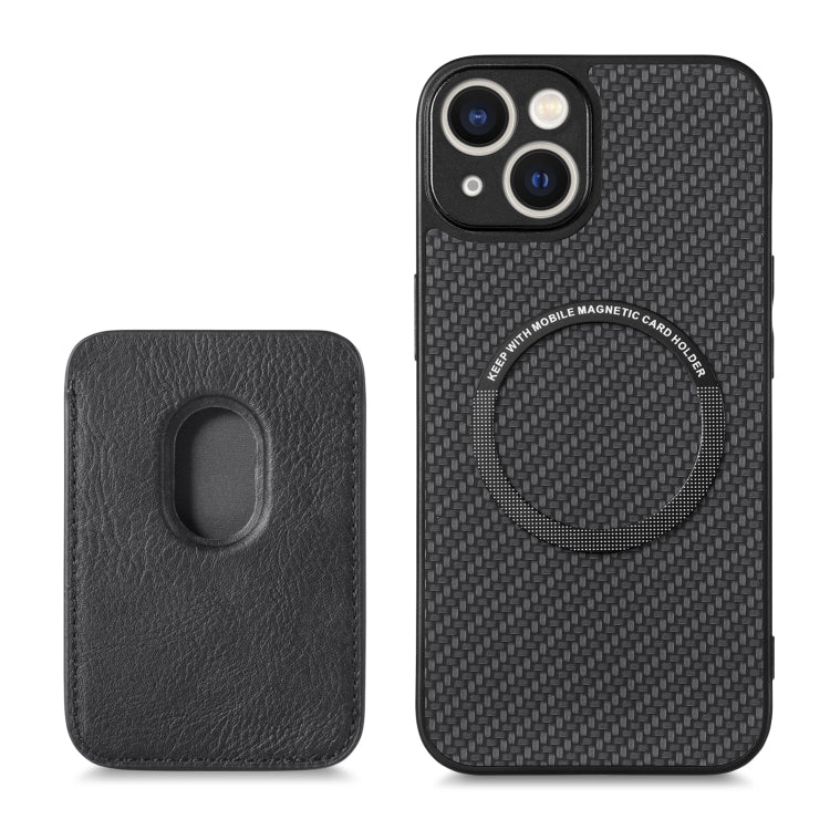 For iPhone 14 Pro Max Carbon Fiber Leather Card Magsafe Magnetic Phone Case(Black) - iPhone 14 Pro Max Cases by buy2fix | Online Shopping UK | buy2fix