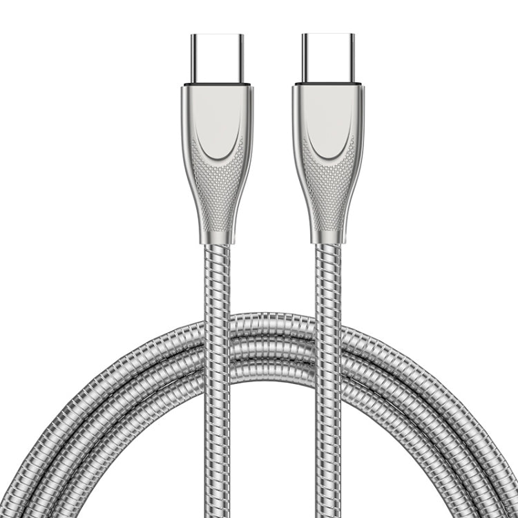 ENKAY ENK-CB129 PD 65W Type-C to Type-C Carbon Steel Hose Spring Fast Charging Data Cable, Length 1m(Silver) -  by ENKAY | Online Shopping UK | buy2fix