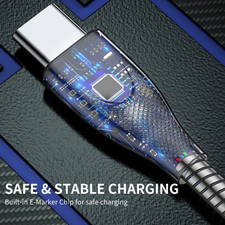 ENKAY ENK-CB131 USB to 8 Pin Carbon Steel Hose Spring 2.4A Fast Charging Data Cable, Length:2m(Silver) - Normal Style Cable by ENKAY | Online Shopping UK | buy2fix