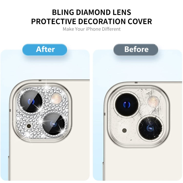 For iPhone 14 / 14 Plus ENKAY Hat-Prince Blink Diamond Camera Lens Aluminium Alloy Tempered Glass Film(Colorful) - iPhone 14 Tempered Glass by ENKAY | Online Shopping UK | buy2fix