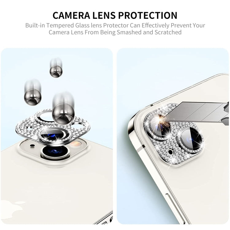 For iPhone 14 / 14 Plus ENKAY Hat-Prince Blink Diamond Camera Lens Aluminium Alloy Tempered Glass Film(Golden) - iPhone 14 Tempered Glass by ENKAY | Online Shopping UK | buy2fix