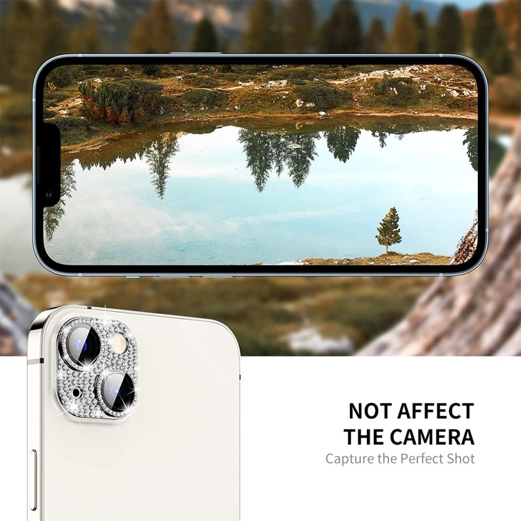 For iPhone 14 / 14 Plus ENKAY Hat-Prince Blink Diamond Camera Lens Aluminium Alloy Tempered Glass Film(Golden) - iPhone 14 Tempered Glass by ENKAY | Online Shopping UK | buy2fix