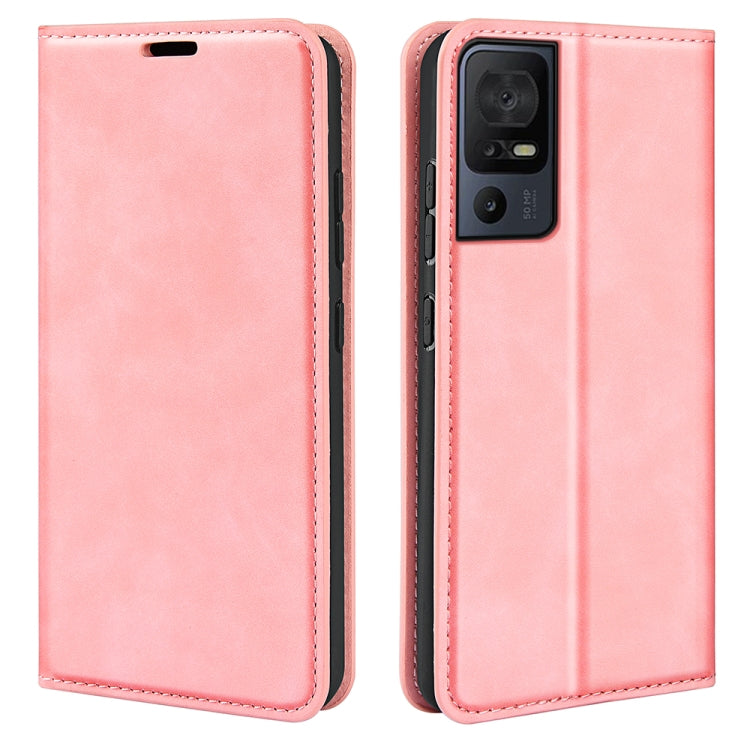 For TCL 40 SE Retro-skin  Magnetic Suction Leather Phone Case(Pink) - More Brand by buy2fix | Online Shopping UK | buy2fix