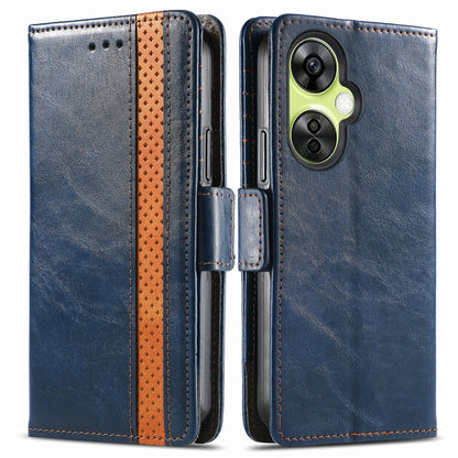 For OnePlus Nord CE 3 Lite CaseNeo Splicing Dual Magnetic Buckle Leather Phone Case(Blue) - OnePlus Cases by buy2fix | Online Shopping UK | buy2fix