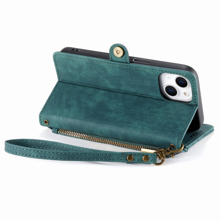 For iPhone 7 Plus / 8 Plus Geometric Zipper Wallet Side Buckle Leather Phone Case(Green) - More iPhone Cases by buy2fix | Online Shopping UK | buy2fix
