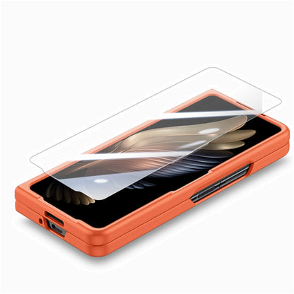 For   Samsung   Galaxy Z Fold5  5G Integrated Wristband Genuine Leather Phone Case(Orange) - Galaxy Z Fold5 Cases by buy2fix | Online Shopping UK | buy2fix