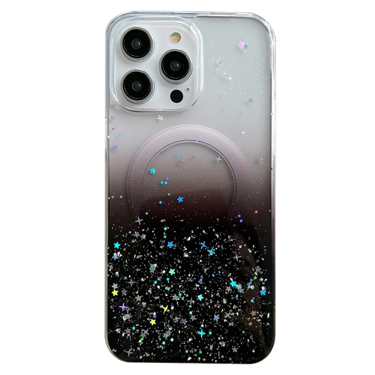 For iPhone 15 Pro Max MagSafe Glitter Hybrid Clear TPU Phone Case(Black) - iPhone 15 Pro Max Cases by buy2fix | Online Shopping UK | buy2fix