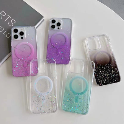 For iPhone 14 Pro Max MagSafe Glitter Hybrid Clear TPU Phone Case(Green) - iPhone 14 Pro Max Cases by buy2fix | Online Shopping UK | buy2fix