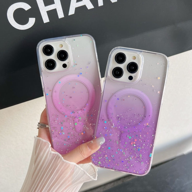 For iPhone 13 MagSafe Glitter Hybrid Clear TPU Phone Case(Purple) - iPhone 13 Cases by buy2fix | Online Shopping UK | buy2fix