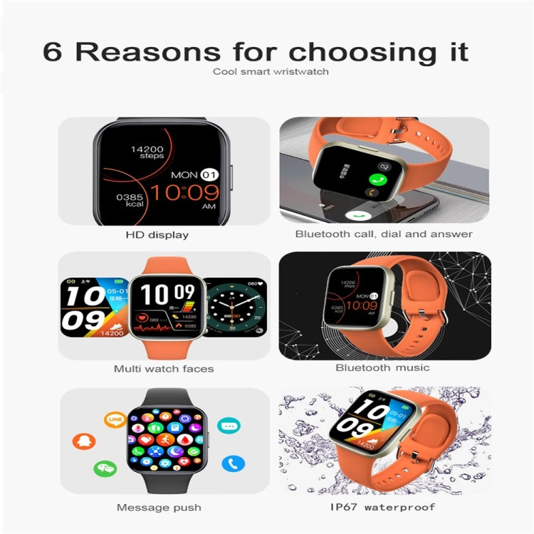 Y83 1.83 inch Color Screen Smart Watch,Support Heart Rate / Blood Pressure / Blood Oxygen / Blood Glucose Monitoring(Orange) - Smart Watches by buy2fix | Online Shopping UK | buy2fix