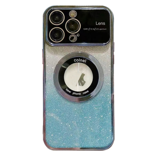 For iPhone 12 Pro Max Large Window MagSafe Gradient Glitter Electroplating TPU Phone Case(Blue) - iPhone 12 Pro Max Cases by buy2fix | Online Shopping UK | buy2fix