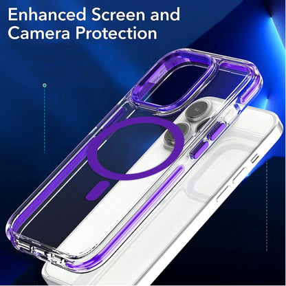 For iPhone 15 Pro Max Dual-color MagSafe TPU Hybrid Clear PC Shockproof Phone Case(Purple) - iPhone 15 Pro Max Cases by buy2fix | Online Shopping UK | buy2fix