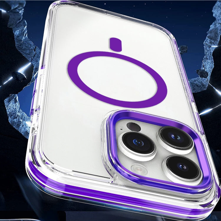 For iPhone 15 Plus Dual-color MagSafe TPU Hybrid Clear PC Shockproof Phone Case(Blue) - iPhone 15 Plus Cases by buy2fix | Online Shopping UK | buy2fix