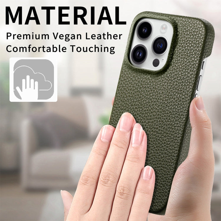 For iPhone 15 Pro Max Litchi Oil Edge Leather Back Phone Case(Green) - iPhone 15 Pro Max Cases by buy2fix | Online Shopping UK | buy2fix