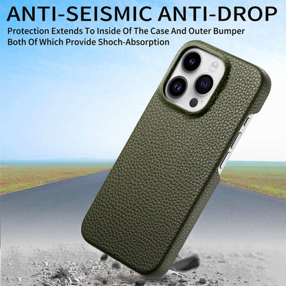 For iPhone 15 Pro Max Litchi Oil Edge Leather Back Phone Case(Green) - iPhone 15 Pro Max Cases by buy2fix | Online Shopping UK | buy2fix