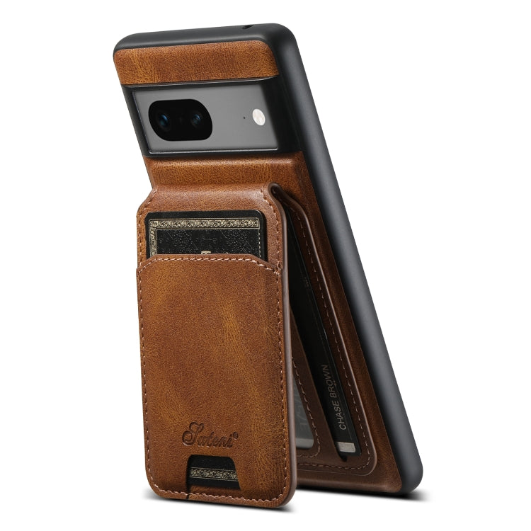 For Google Pixel 7 Suteni H15 Oil Eax Leather Detachable Wallet Back Phone Case(Brown) - Google Cases by Suteni | Online Shopping UK | buy2fix