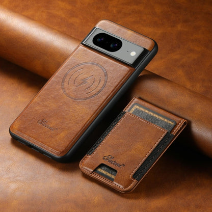 For Google Pixel 8a Suteni H17 Oil Eax Leather Detachable Wallet Phone Case(Brown) - Google Cases by Suteni | Online Shopping UK | buy2fix