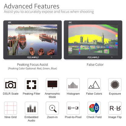 FEELWORLD T7 7 Inch IPS 1920x1200 HDMI On Camera Field Monitor Support 4K Input Output Video Monitor - Camera Accessories by FEELWORLD | Online Shopping UK | buy2fix