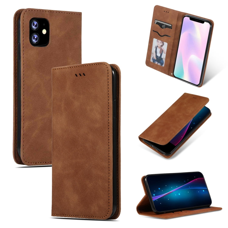 For iPhone 11 Retro Skin Feel Business Magnetic Horizontal Flip Leather Case (Brown) - iPhone 11 Cases by buy2fix | Online Shopping UK | buy2fix