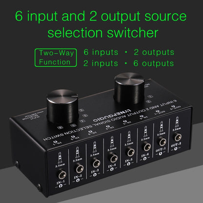 B027 6 input 2 output or 2 input 6 output audio signal source selection switcher 3.5mm interface - Consumer Electronics by buy2fix | Online Shopping UK | buy2fix