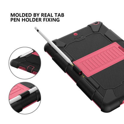 For iPad 10.2 Shockproof Two-Color Silicone Protection Case with Holder & Pen Slot(Black+Hot Pink) - iPad 10.2 Cases by buy2fix | Online Shopping UK | buy2fix