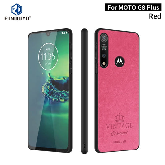 For MOTO G8 Plus PINWUYO Pin Rui Series Classical Leather, PC + TPU + PU Leather Waterproof And Anti-fall All-inclusive Protective Shell(Red) - Motorola Cases by PINWUYO | Online Shopping UK | buy2fix