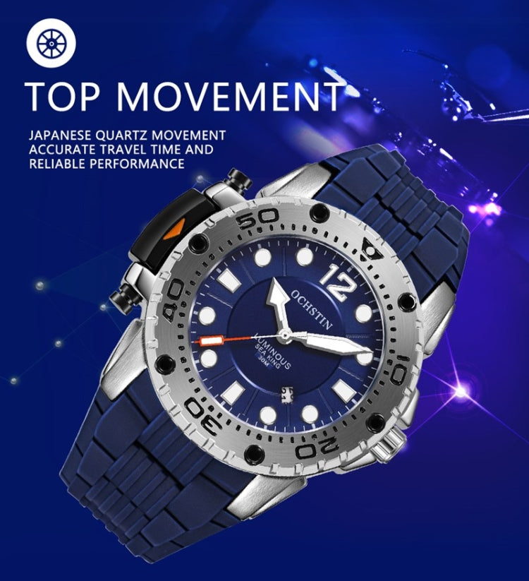 OCHSTIN 6124  Night Light Waterproof Men Watch Outdoor Sports Quartz Watch Silicone Watch(Blue) - Sport Watches by OCHSTIN | Online Shopping UK | buy2fix