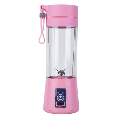 USB Rechargeable Electric Automatic Vegetable Fruit Citrus Orange Juice Maker Cup Mixer Bottle (380ML)(4 Blades Pink) - Home & Garden by buy2fix | Online Shopping UK | buy2fix