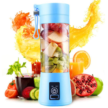 USB Rechargeable Electric Automatic Vegetable Fruit Citrus Orange Juice Maker Cup Mixer Bottle (380ML)(4 Blades Blue) - Home & Garden by buy2fix | Online Shopping UK | buy2fix