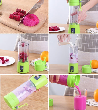 USB Rechargeable Electric Automatic Vegetable Fruit Citrus Orange Juice Maker Cup Mixer Bottle (380ML)(4 Blades Pink) - Home & Garden by buy2fix | Online Shopping UK | buy2fix