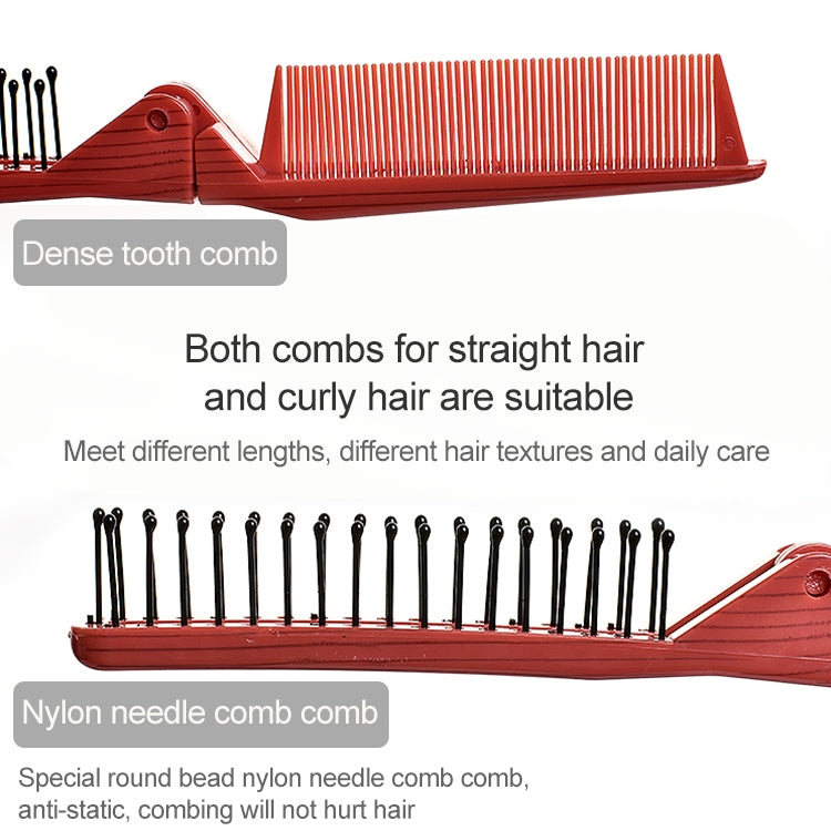 Portable Travel Folding Comb Anti-static Massage Comb(Red Wood Grain) - Hair Trimmer by buy2fix | Online Shopping UK | buy2fix