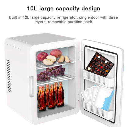 10L Mini Refrigerator Car Home Dual-use Small Dormitory Refrigerator, CN Plug(White Blue) - Home & Garden by buy2fix | Online Shopping UK | buy2fix