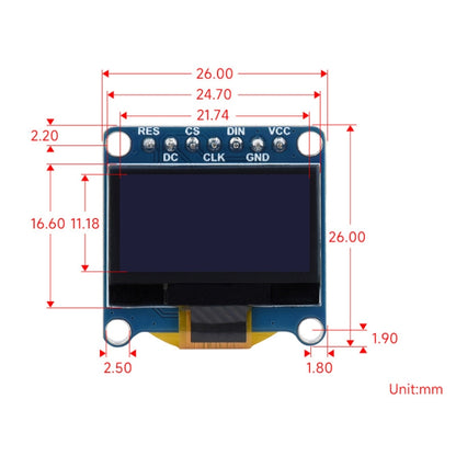 Waveshare 0.96 inch OLED Display Module, 128×64 Resolution, SPI / I2C Communication(E Blue) - Boards & Shields by Waveshare | Online Shopping UK | buy2fix