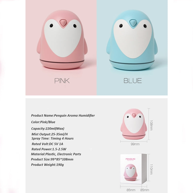 220ml Aroma Humidifier Cute Penguin USB Air Diffuser Home Office Car Mist Maker Air Purifier(Blue) - Home & Garden by buy2fix | Online Shopping UK | buy2fix