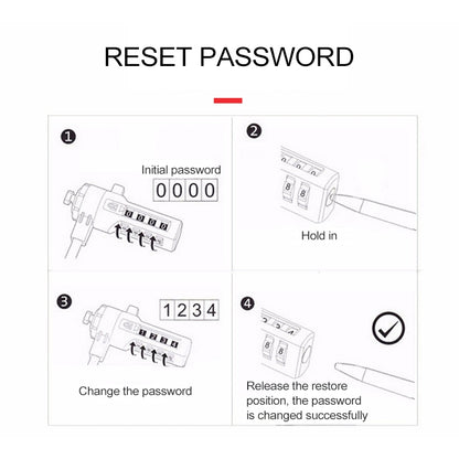 Four Digit Computer Lock Notebook Universal Anti-theft Password Lock, Size:Diameter 3.5 mm Length 1.2 m - Computer & Networking by buy2fix | Online Shopping UK | buy2fix